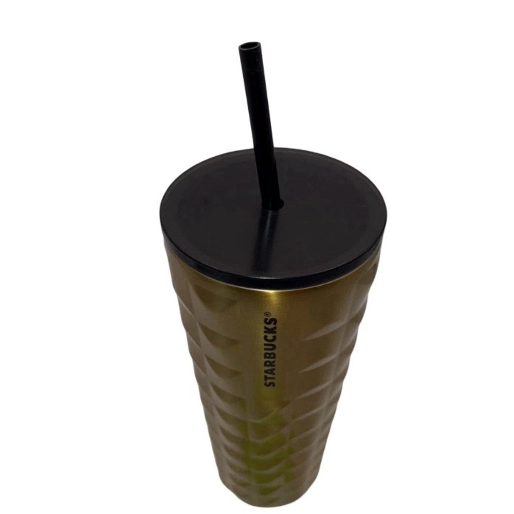 Starbucks 2024 Holiday Metallic Gold & Black Studded Stainless Steel Tumbler NWT - Picture 4 of 5